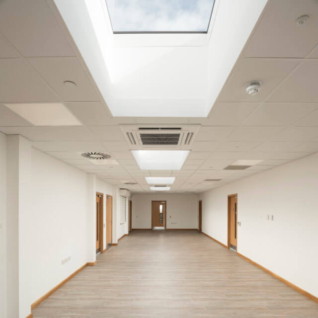 Inside view of a Inside view of a commercial rooflight installed on a nursery