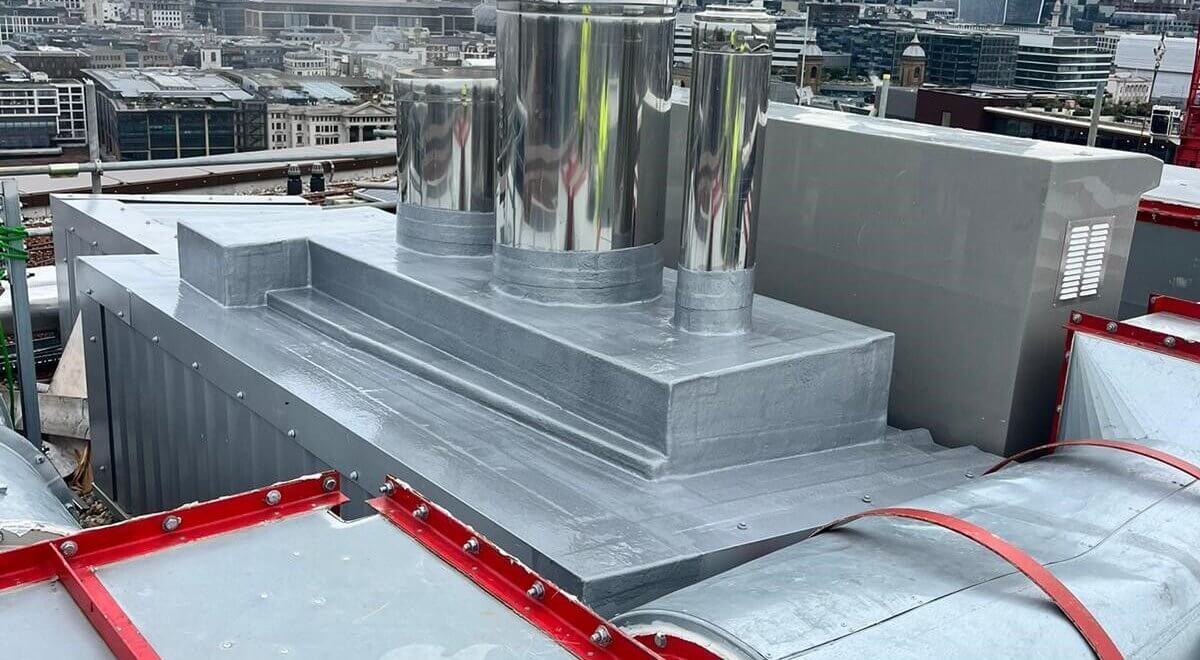 Complex service riser weatherproofed in London